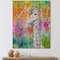 Designart - White Giraffe Drawing On Bright Rainbow - Children's Art Print on Natural Pine Wood